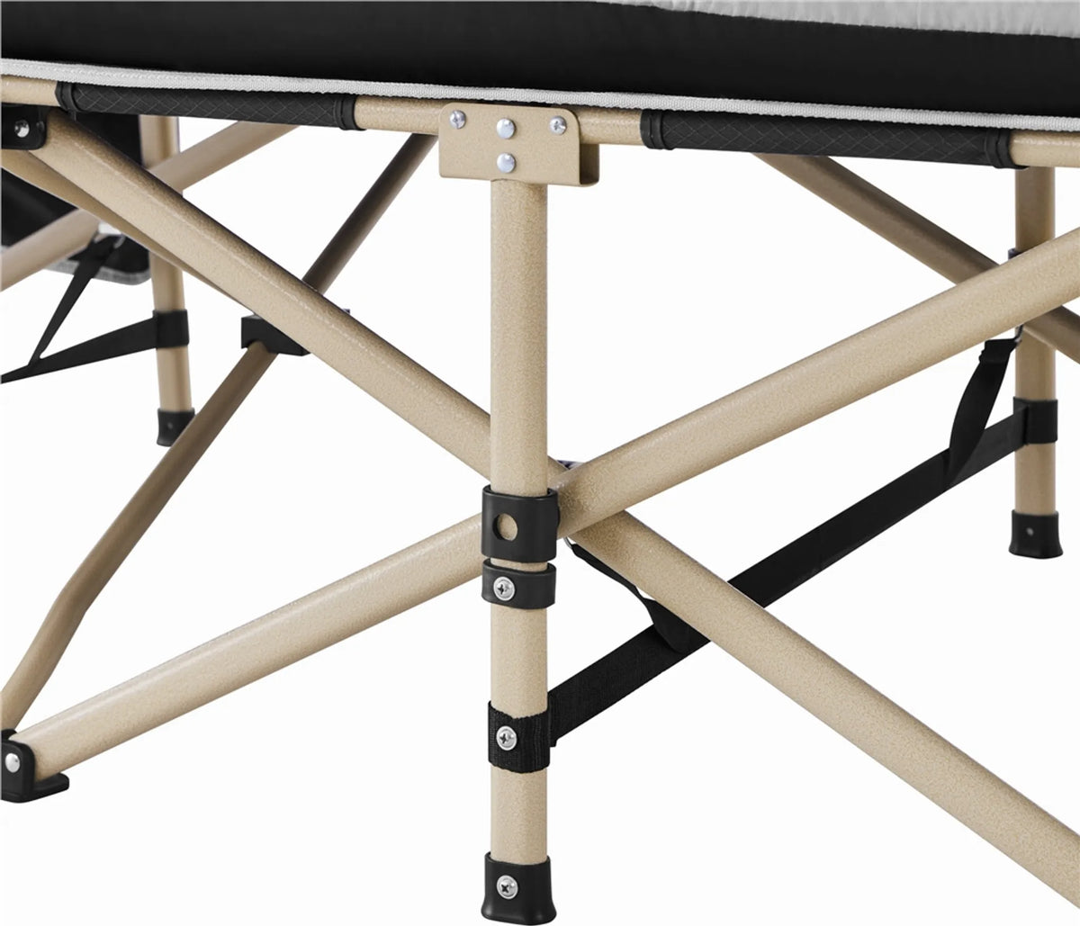 Yaheetech Campingbed Opvouwbaar – Voorzien Van Comfortabel Matras En Handige Draagtas En Zijvakken – Voor Kamperen En Logeerkamer – Zwart Metaal En 600D Oxford-Stof – 191 x 67 x 56 cm