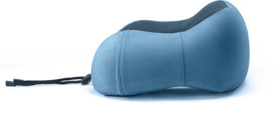 SC Reizen Essentiëlen - Nek Kussen Set 3-delig - Ergonomisch Memory Foam Reiskussen met Oogmasker en Oordoppen - Ideaal voor Vliegtuig, Auto en Trein - Compact en Luxe - Royal Blue