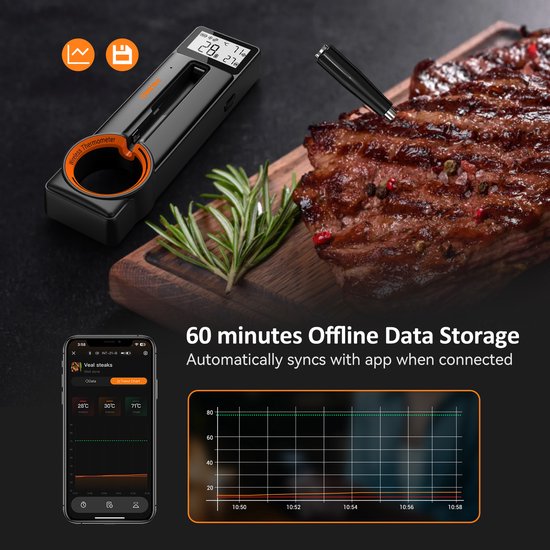 INKBIRD Bluetooth Draadloze Vlees Thermometer nieuw model 2025 Ultradunne 5 mm Sonde