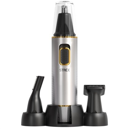 Strex 3 In 1 Neushaartrimmer Set - Oplaadbaar & Afspoelbaar - Neustrimmer / Oortrimmer / Wenkbrauwtrimmer / Baardtrimmer - Mannen & Vrouwen