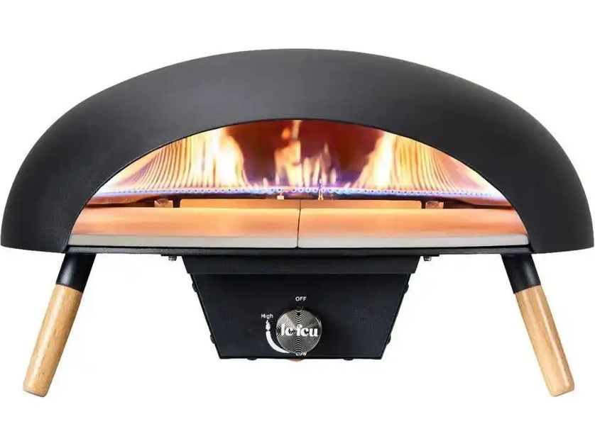 Le Feu Turtle Outdoor Pizzaoven Gasgestookt – 8 kW Vermogen Met Dubbele Isolatiemantel En U-Burner – Voor Tuin En Buitenkeuken – Luxe En Weerbestendig Ontwerp – Snel Opwarmend Tot 500 Graden – Zwart Gepoedercoat Staal – 48 x 52 x 30 cm