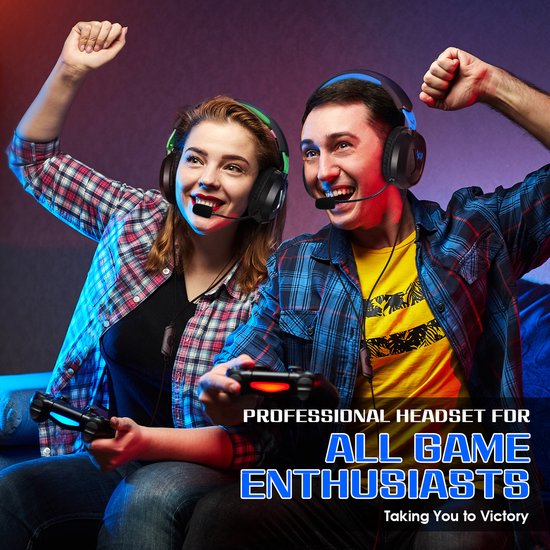 KOTION EACH G3100 Gaming Headset - Over-ear Koptelefoon met Microfoon - Geschikt voor Nintendo Switch,PS5, PS4, Xbox Series X|S, Xbox One, Mobile & PC - Zwart blauw