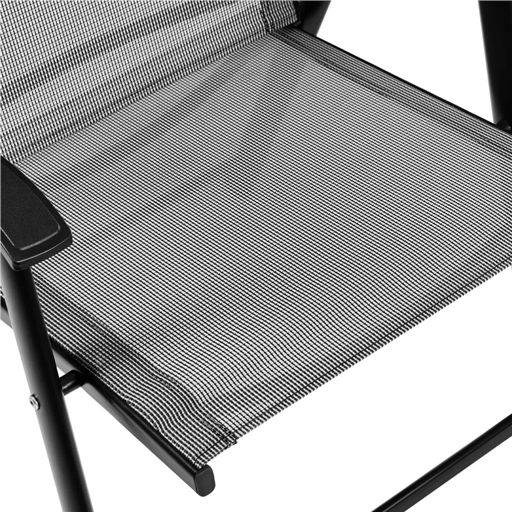 Yaheetech Tuinstoelen Set van 2 - Grijs - Opvouwbare Tuinstoelen met Hoge Rugleuning en Armleuningen