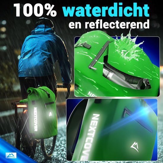 Nextcover 3in1 Fietstas Enkel voor Bagagedrager [PVC vrij] | Waterdichte Fietstas, Rugzak en Schoudertas 25L | Ideaal voor Laptop en Wekelijkse Aankopen | Fiets Tas Enkele | Fietstassen