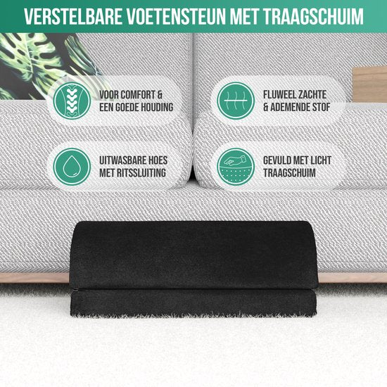 Avalo Voetensteun Bureau Stof - zwart