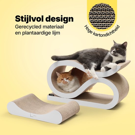 Jake and Jacky Krabkarton voor Katten 2 in 1 Model - Krabpaal Karton - Krabplank - Krabmand - Krabmeubel - Kartonnen Krabmat - Kattenmand - Kattenbed - 60x24x34cm
