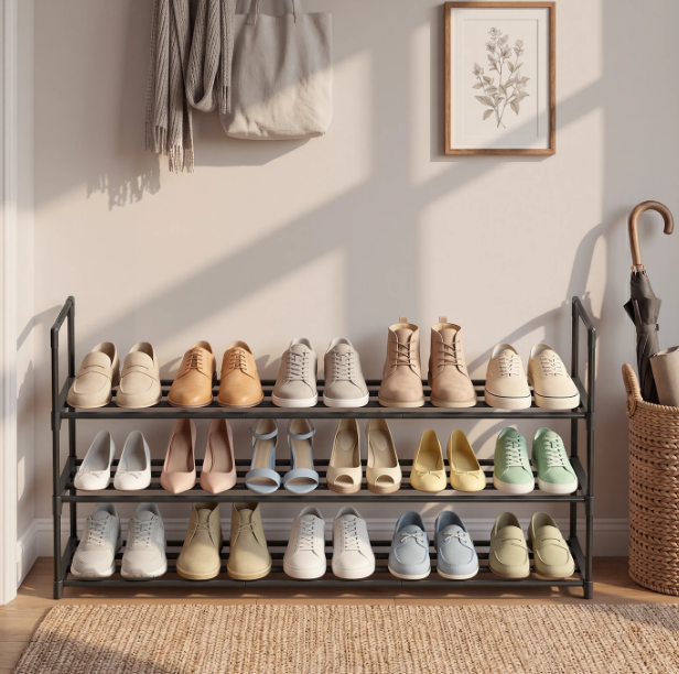 JOYFURNOS Schoenenrek 3-Laags - Zwart - 30 x 116 x 55 cm - Tot 18 Paar Schoenen