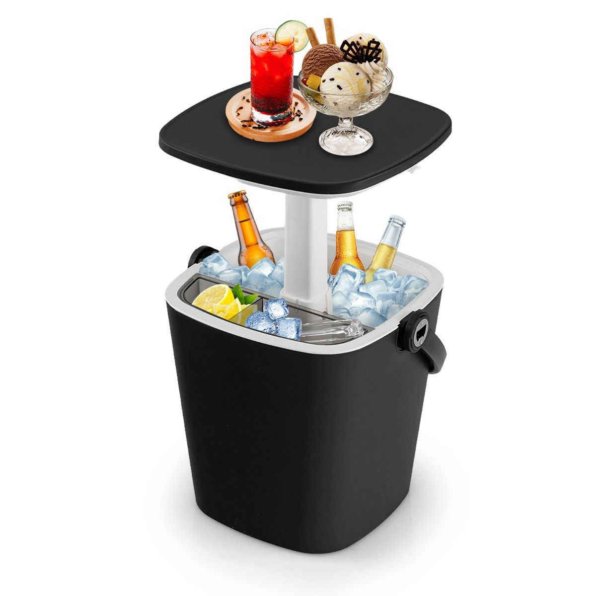 Coast 3-in-1 Buitenkoeltafel - met flesopener en handvat - 15 liter - blauw/zwart