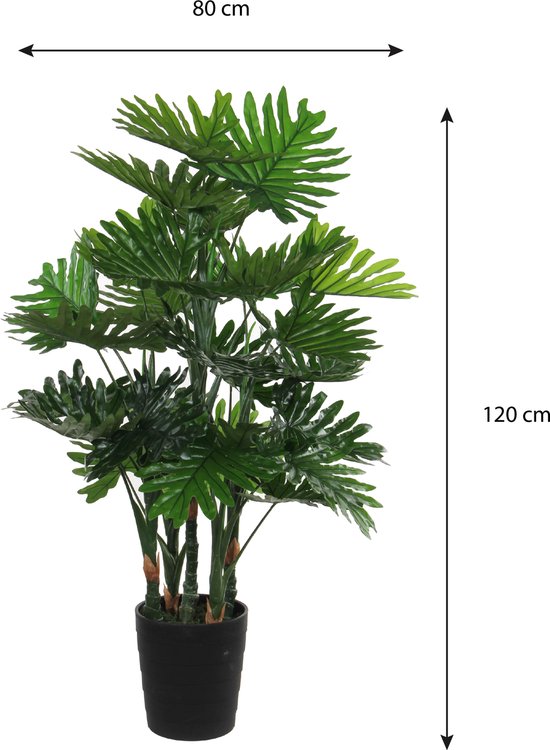 Mica Decorations Philodendron Kunstplant - H120 x Ø80 cm - Groen