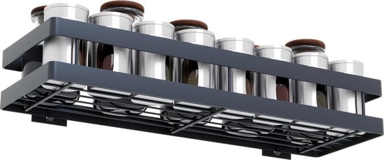 Noswo Kruidenrek Ophangbaar - Kruidenrek Voor Kruidenpotjes - Keukenrek Hangend - 40 cm - Zwart