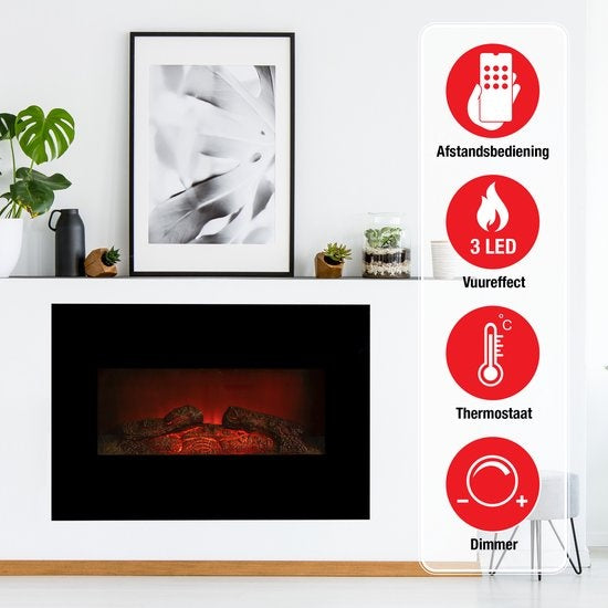 Classic Fire Elektrische Sfeerhaard Memphis - Afstandsbediening en Timer - LED Vlammen - 1800W - Zwart