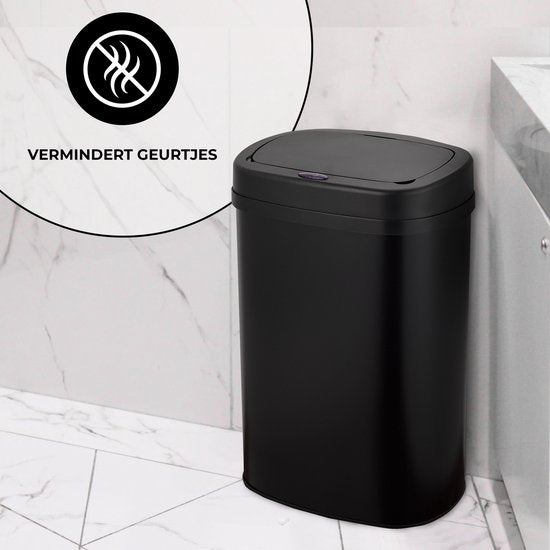 Bayt Prullenbak - Prullenbak 50 Liter - Prullenbak met Sensor - Vuilnisbak - Afvalbak - Metaal - Zwart