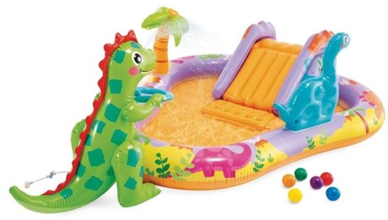 Intex Opblaasbaar speelzwembad - Dino Park - met glijbaan - 201x157x69cm