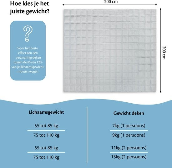 Verzwaarde Deken 13kg – 200x200 – Extra Zwaar – Voor Diepe Ontspanning & Betere Slaap – OEKO-TEX