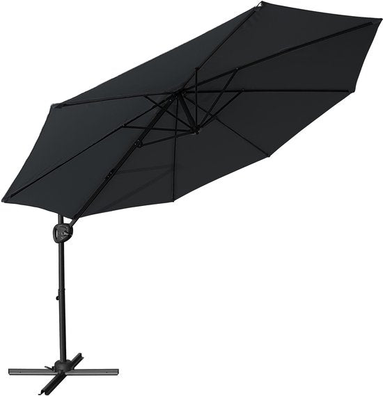 AXI Solea Zweefparasol Ø 300cm Antraciet/grijs incl. Hoes – Gepoedercoat frame met kruisvoet – 360° Draaibaar – UV werend doek