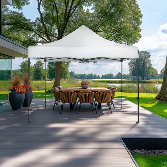 VONROC Partytent - 3x3 m – Premium easy-up Partytent - Modulair Ontwerp – Opvouwbaar – Waterdicht – Stalen Frame - 50+ UV Bescherming - Incl. Opbergtas - Wit