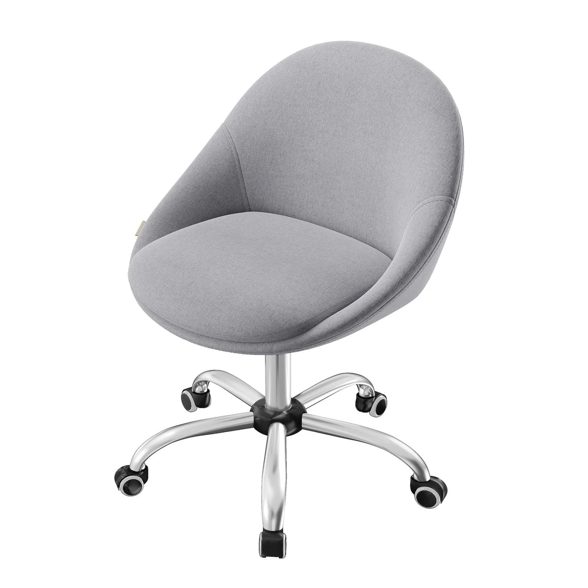 Ochama Bureaustoel - Grijs - Katoen-linnenmix - In Hoogte Verstelbaar - Draaibaar met Wielen - 60 x 60 x 80-90 cm