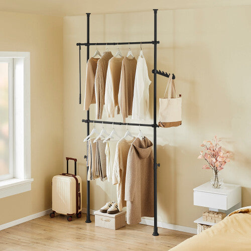 SoBuy Telescopische Kapstok Verstelbare Garderobe Zwart FRG109-II-SCH 75–126 x 200–295 cm