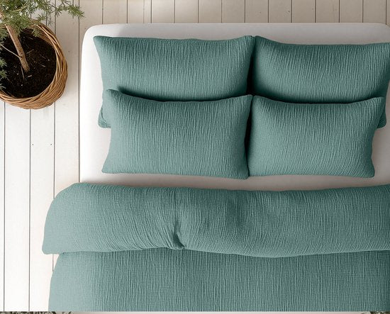 Sleeptime 2 in 1 Mousseline Dekbed - Dekbed zonder Overtrek Inclusief Kussensloop - 240x200 - Groen