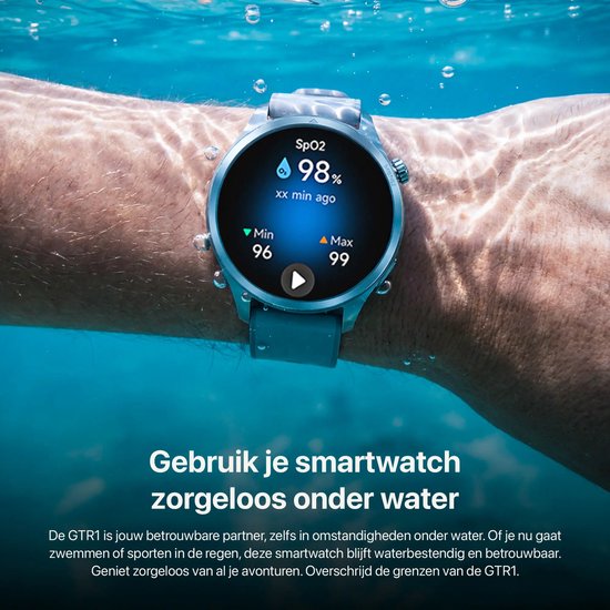 Otiume Modern Pulse GTR1 – Smartwatch – 46mm Amoled Display – Dual GPS – Bluetooth bellen – Zwart