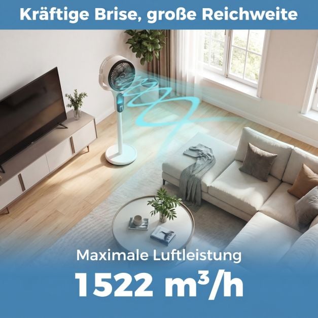Coast Verstelbare Statiefventilator – 8 Snelheden – 54-96 cm – Wit