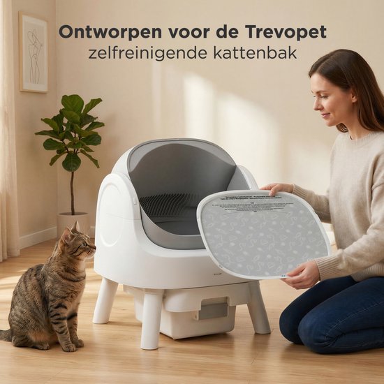 TrevoPet® Kattenbakmat - Waterdichte Kattenbak Mat voor Zelfreinigende Kattenbak - Krasbestendige Kattenmat - Binnenmat Oxford Stof - Beschermmat - 41x40cm