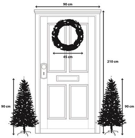 Black Box Trees Glendon Kerstboom en Kerstkrans Set - 2 Kunstkerstbomen en 1 Krans met LED Verlichting - Groen