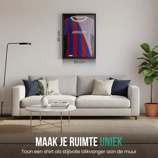 Avalo Wissellijst 80x60 cm Zwart - Diepe Fotolijst Box Frame - Geschikt voor Voetbal Shirt Inlijsten - Openklapbaar