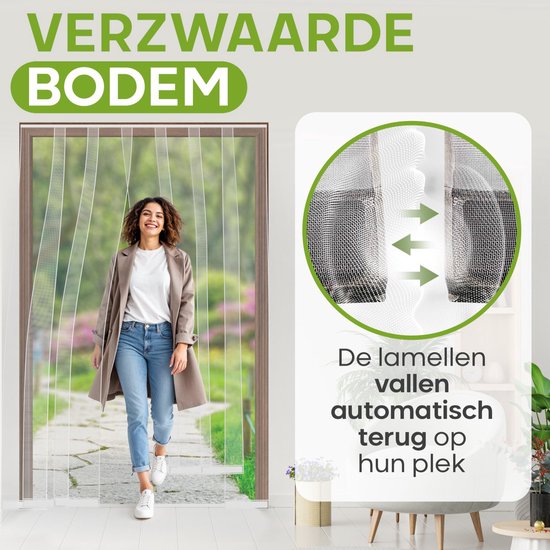 O'DADDY® Vliegengordijn Lamellenhor - 150x260 cm - Deurgordijn - Hordeur - Aanpasbaar Ontwerp - Glasvezel - Deurhor Wit