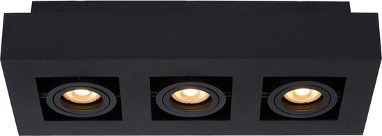 Lucide XIRAX - Plafondspot (Plafondlamp) - LED Dim naar warm - GU10 (MR16) - 3x5W 2200K/3000K - Zwart