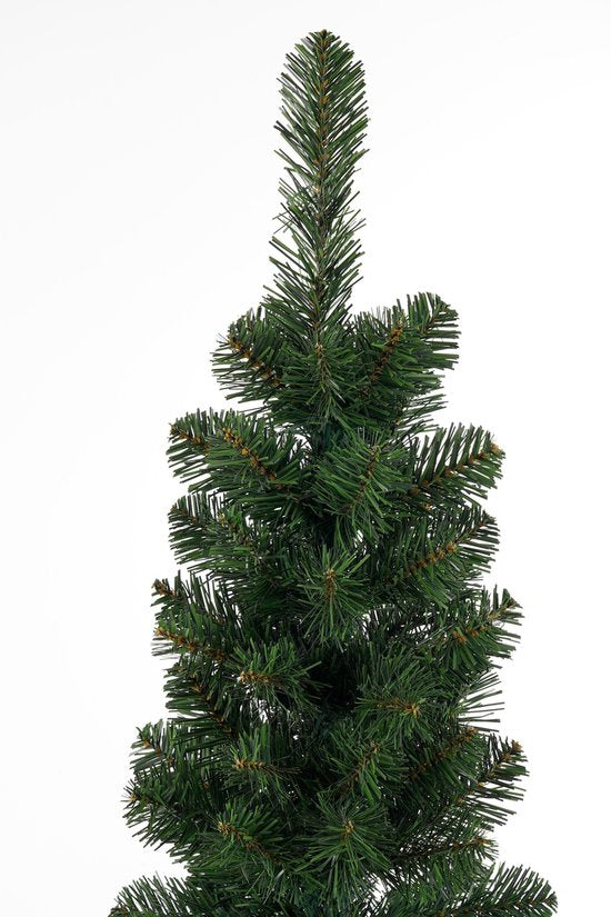 Black Box Trees Charlton Slanke Boom - Kerstboom Pilaarvormig met Scharnierconstructie - Kerstversiering met Natuurlijke PVC Naalden - Kunstboom Slank Model - H215 x Ø56 cm - Groen