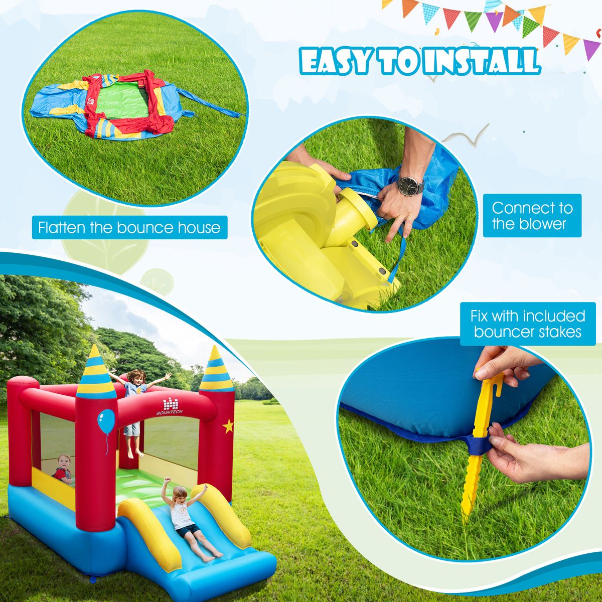 Coast Springkasteel voor kinderen - met glijbaan en draagtas - zonder blower - 190 x 260 x 205 cm
