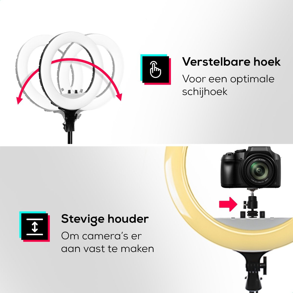 Lurk Ringlamp PRO - 18 inch - 45 cm - zwart - met verstelbaar statief - afstandsbediening