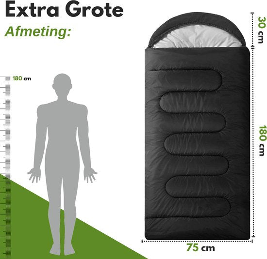Vertrex Tri-Season Adventure Mummy Slaapzak - Slaapzakken Volwassenen - Kamperen - Zwart