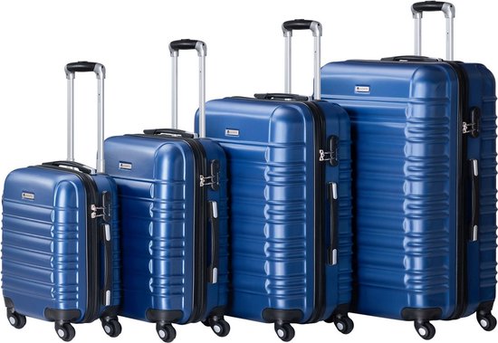 Trolley Reiskofferset / Kofferset Rome - 4-delig - Blauw - ABS