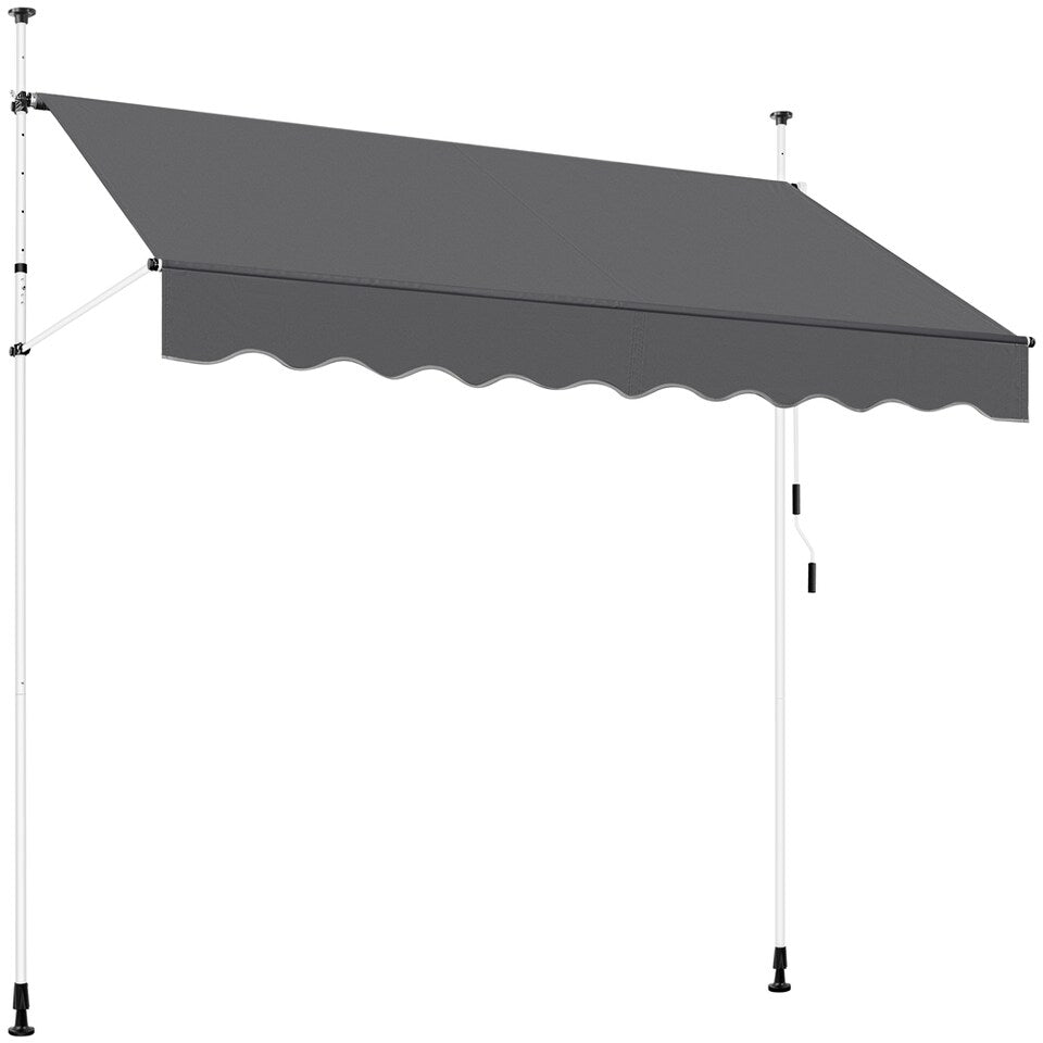 Yaheetech Klemzonnescherm Donkergrijs – Handmatig Uittrekbaar – 250 x 120 cm – Hoogte 210-300 cm