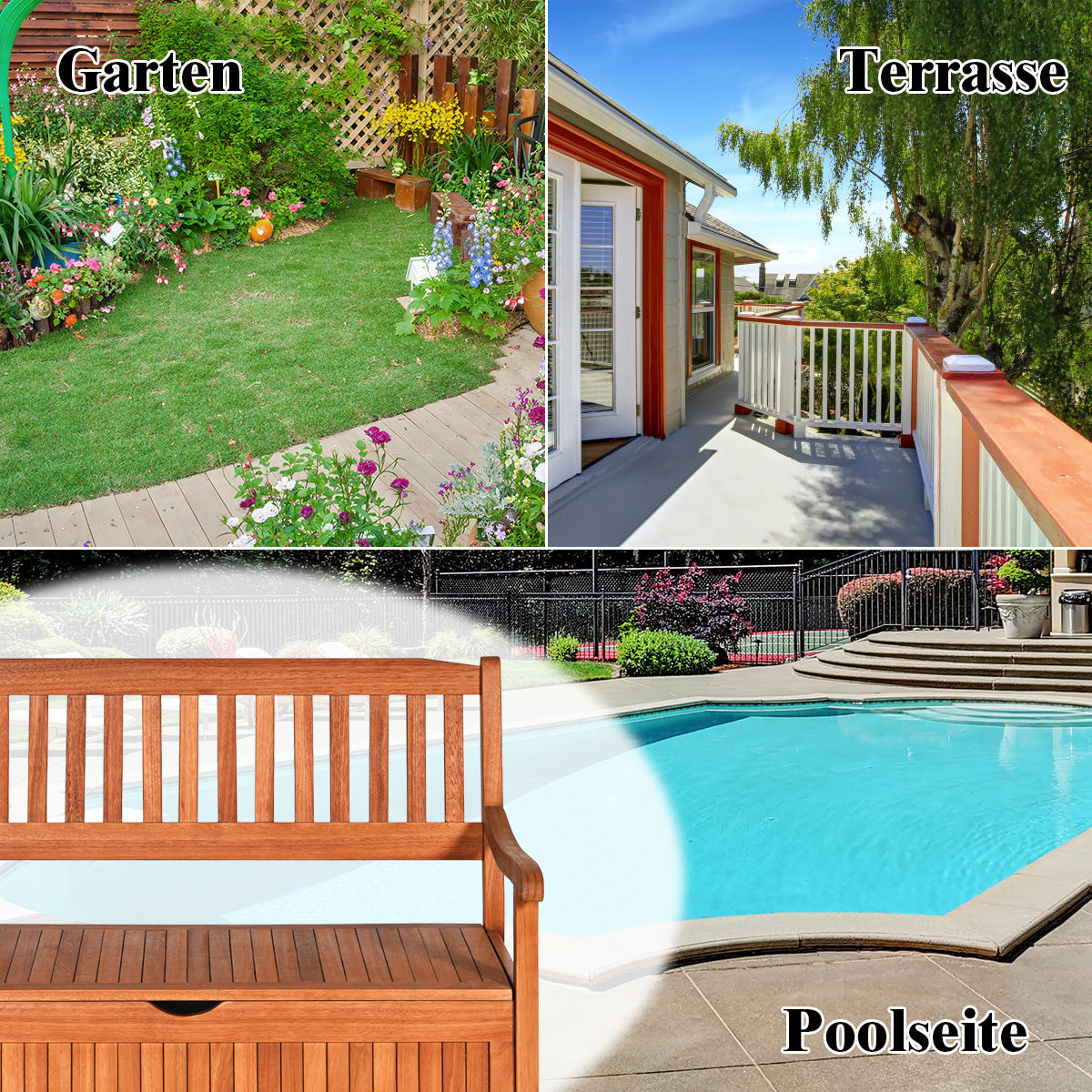 Coast Houten Tuinbank met Opbergruimte - 107 x 59 x 90 cm