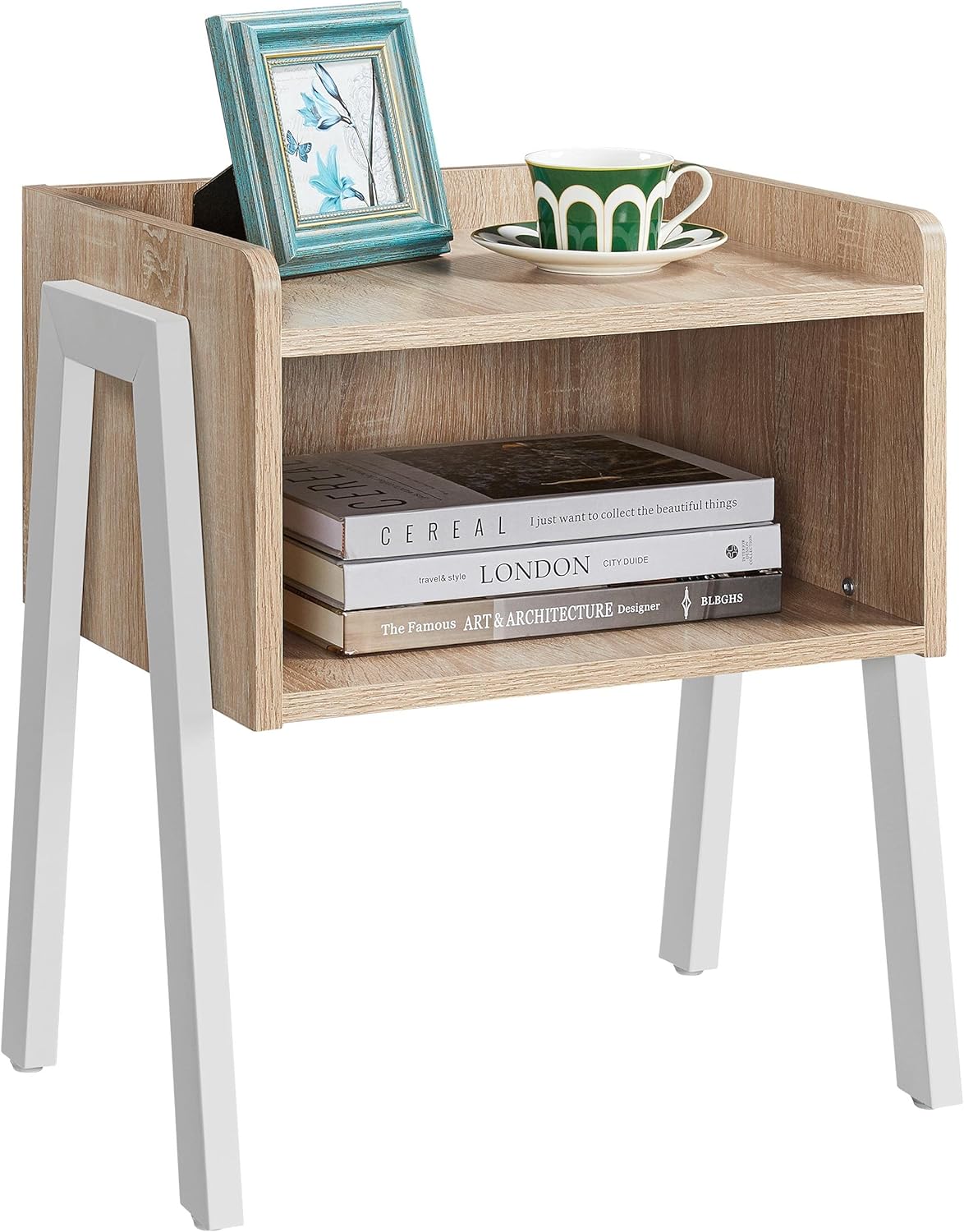 Yaheetech Industrieel Nachtkastje - Vintage Hout - Open Vak - 46 x 35 x 52,5 cm