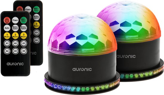 Auronic Roterende Discolamp - Duo Pack - Discobal - LED - Disco licht - Afstandsbediening en Muziekgestuurd - Kinderen/Volwassenen