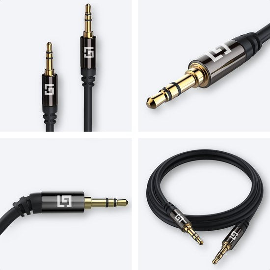 LifeGoods AUX Kabel - Audiokabel 0,5M - 3.5 mm - Male to Male - Zwart