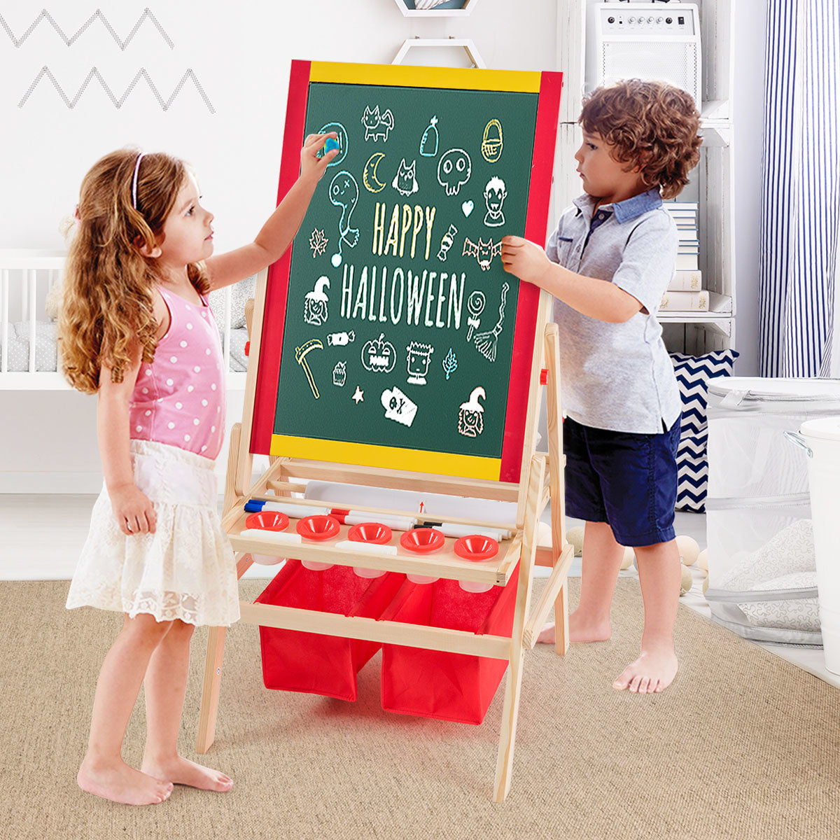 Coast 3 in 1 Schilderbord Voor Kinderen Dubbelzijdig Whiteboard & Krijtbord - 52.5 x 51.5 x 106.5 cm