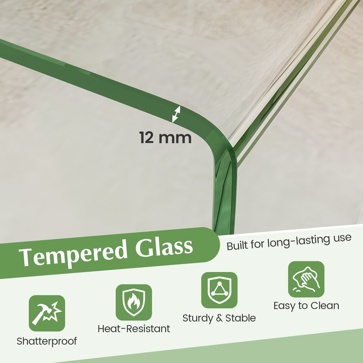 Coast Salontafel - U-vormig bijzettafel - gehard glas - 81,5 x 42 x 40 cm - transparant