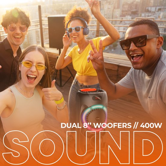 Denver Bluetooth Speaker Party box - Discolichten - Partybox - Incl. Draadloze Microfoon & Afstandsbediening - BPS459