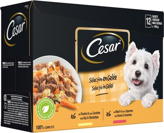 Cesar Maaltijdzakjes Multipack Adult In Gelei - Hondenvoer - 12 stuks
