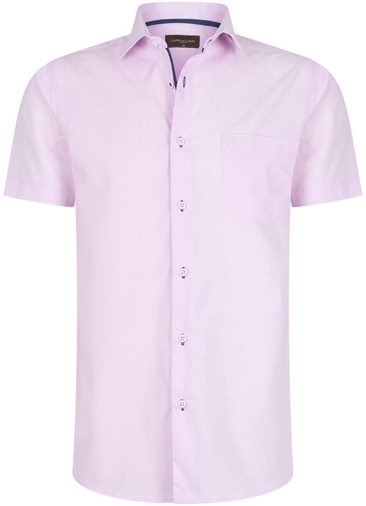 Cappuccino Italia - Heren Overhemden Korte Mouw Palermo - Roze - Maat 3XL