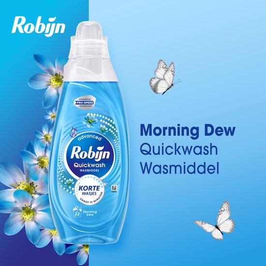 Robijn Quickwash Morning Dew Vloeibaar Wasmiddel 8-Pack – Blauw/Groen – Vloeibaar Wasmiddel