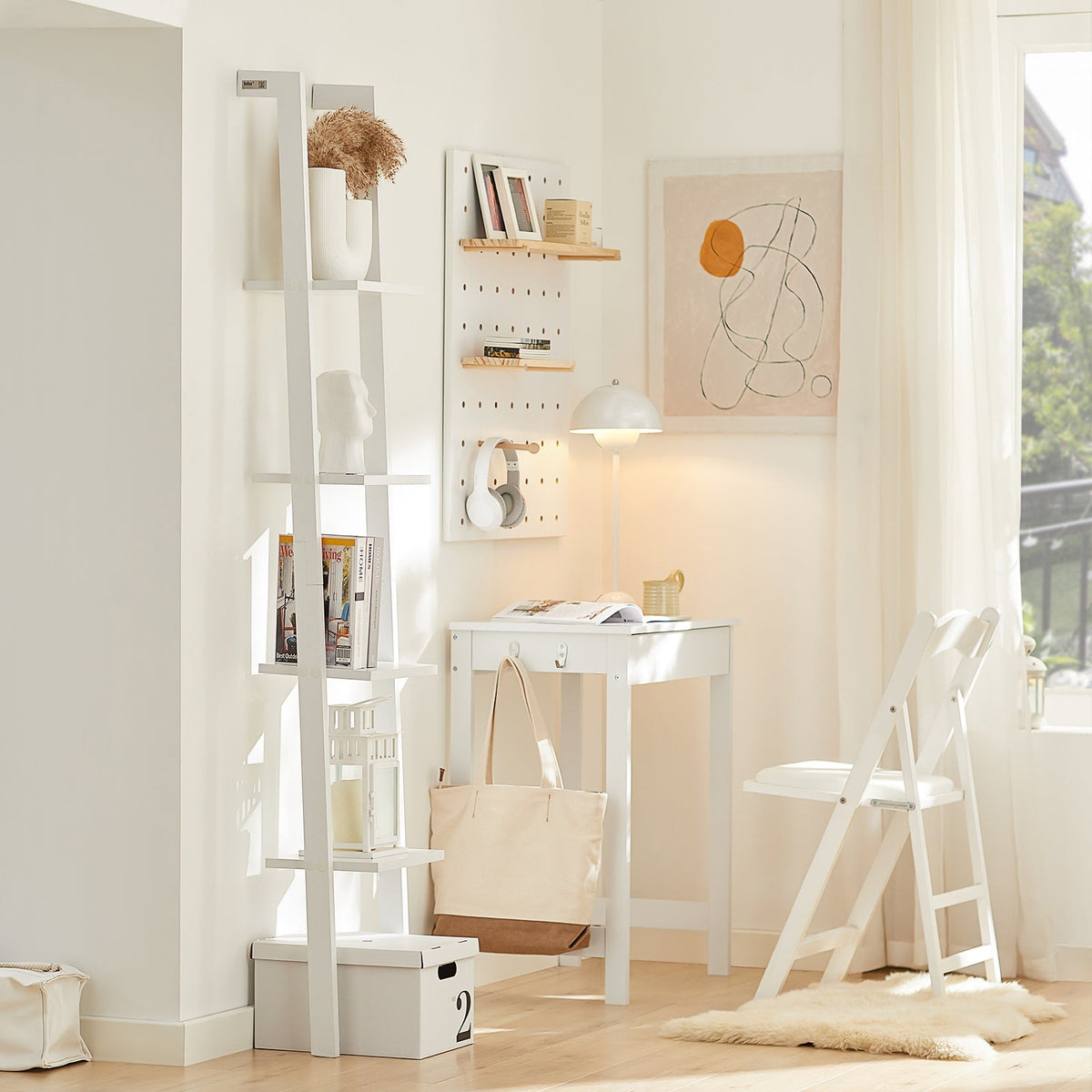SoBuy Ladderkast - 4 Planken - 33x180x23 cm - Wit