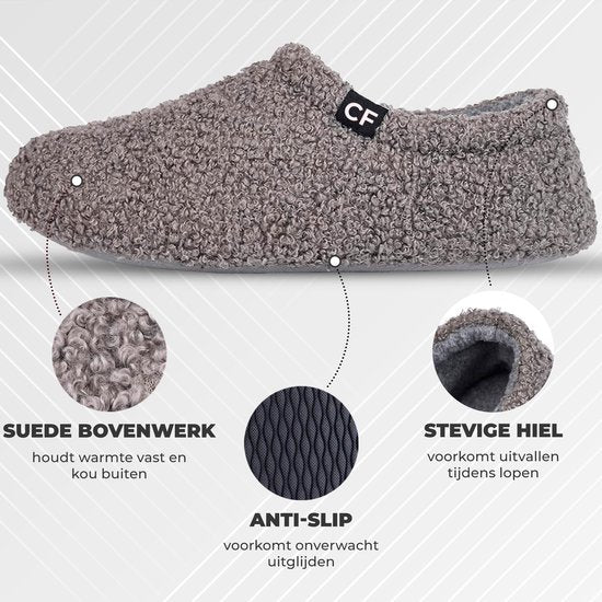 Pantoffels Dames - Sloffen - Maat 40/41 - Grijs - Anti-slip - Comfeet