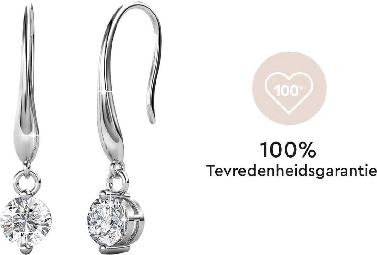 Yolora - Dames Oorbellen met Kalpa Camaka Kristallen - 18K Witgoud Verguld - Exclusieve Geschenkverpakking
