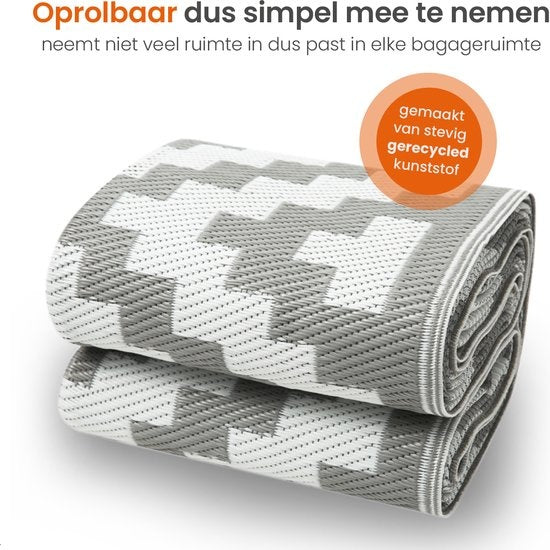 Goliving Buitenkleed Summer Diamond – Tuintapijt – Buitentapijt – Vloerkleed – Tuinkleed – Omkeerbaar – Incl. Draagtas – 183 x 290 cm – Grijs/Wit